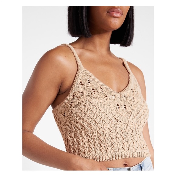 NWT Express Crochet Knit Cropped Sweater Cami - Picture 4 of 7